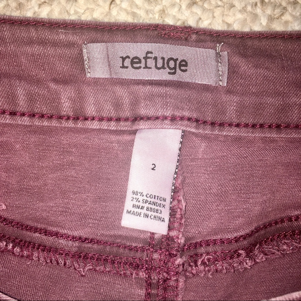 Maroon Ripped Denim Shorts - Picture 5 of 5